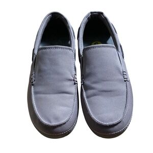 Crocs Mens Santa Cruz Slip On Loafer Grey Size 9 Lightweight Canvas Croslite Sol